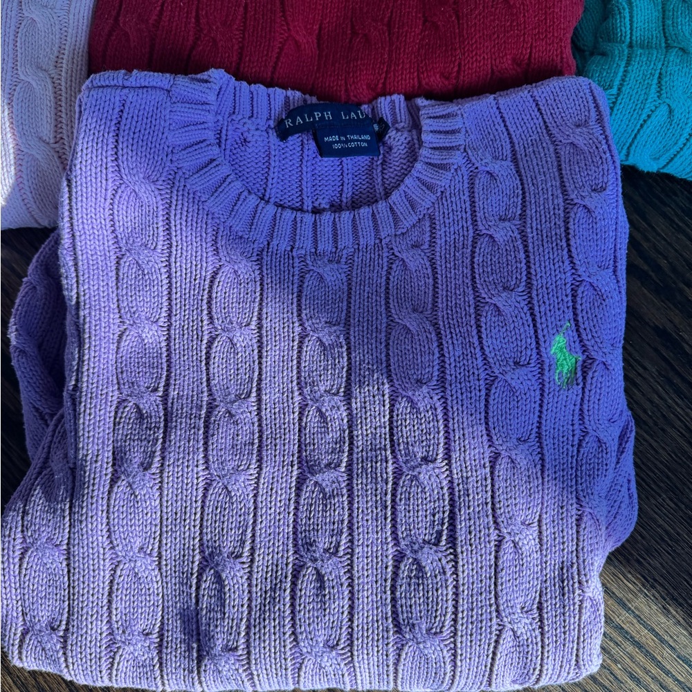Ralph Lauren Women's Cable Knit Sweaters - Red, Pink, Purple, Teal, White - Picture 2 of 16